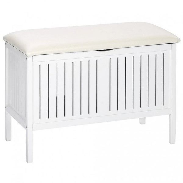 Wenko Oslo Storage White Chest with Padded Seat