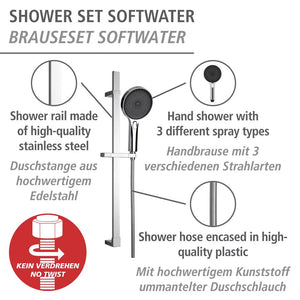 Wenko Shower Set Softwater Chrome Length bar-68 cm