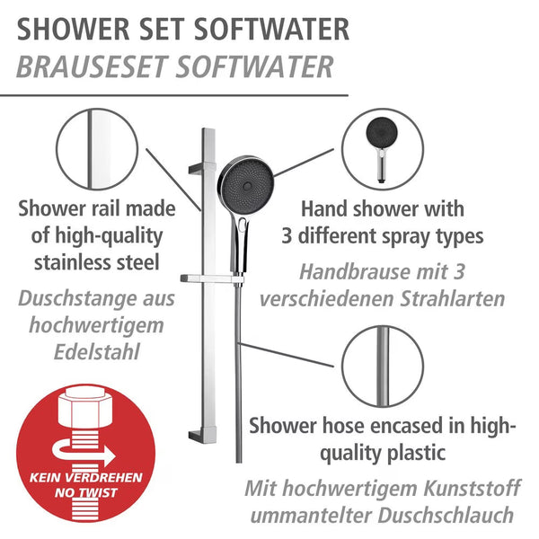 Wenko Shower Set Softwater Chrome Length bar-68 cm