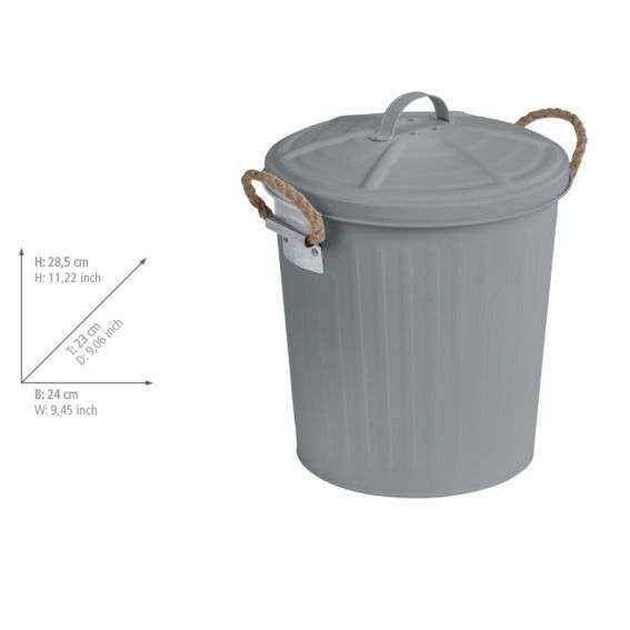 Wenko Gara Compact Grey Steel 6L Trash Bin