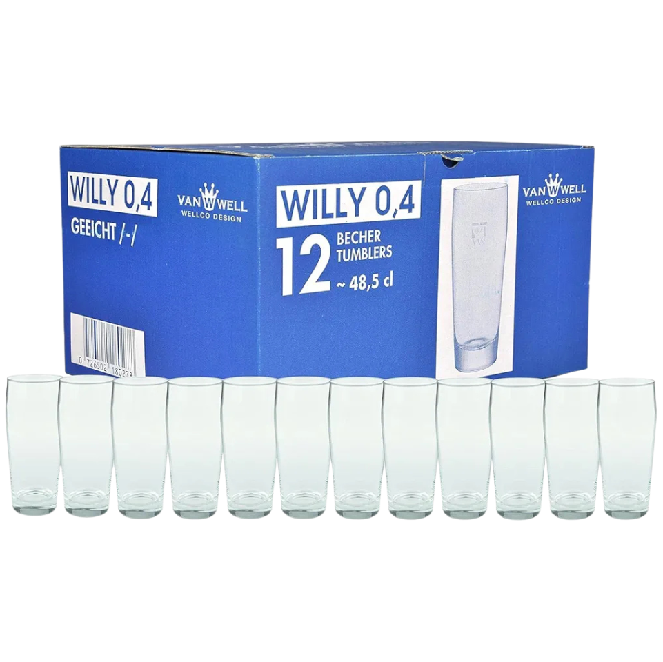 Van Well 0.2L Calibrated Glass Set of 12 – Transparent Tumbler Drinkware