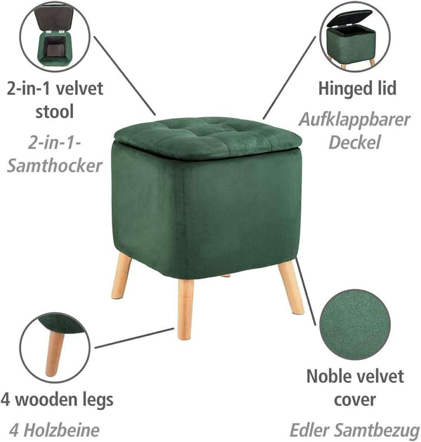 Wenko Velvet Green Stool With Storage