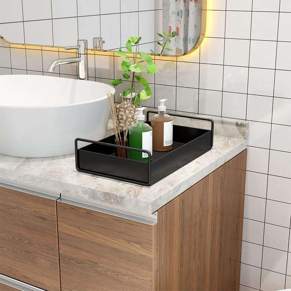 Bessoni Minimalist Matte Black Metal Vanity Tray
