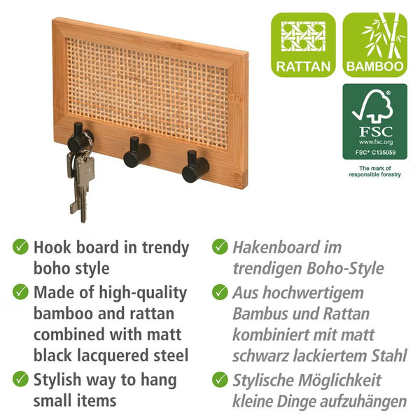 Wenko Hook rack Allegre made of bamboo and rattan