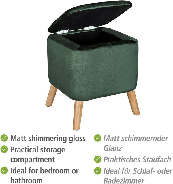 Wenko Velvet Green Stool With Storage
