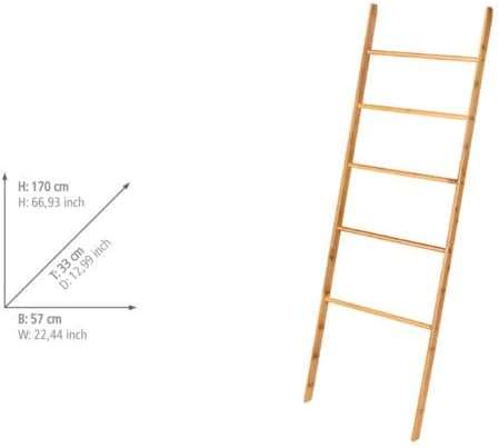 Wenko Nori Bamboo Towel Ladder – Freestanding 5-Rail Storage Rack