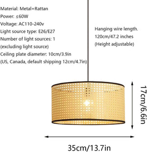 Nino Germany Lu Rattan Weave Beige Pendant Lamp