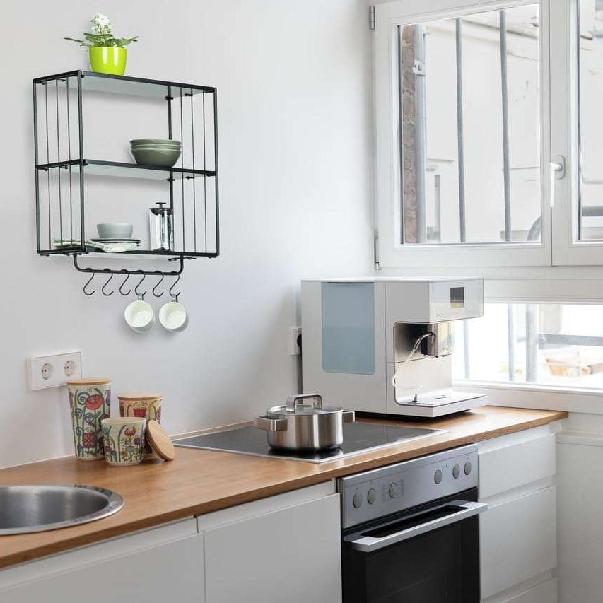 Wenko Modern Industrial Wall Shelf with Hooks
