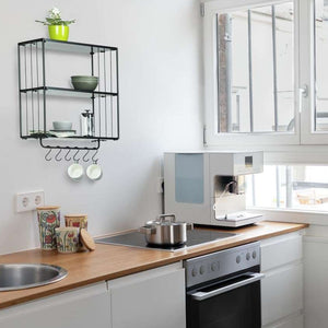 Wenko Modern Industrial Wall Shelf with Hooks