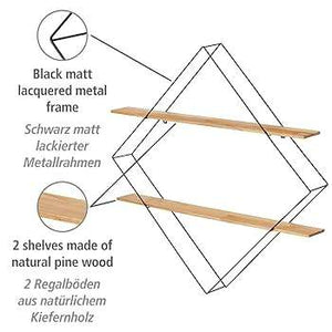 Wenko Geo Rhombus Wall Shelf – Industrial Diamond-Style Wood & Metal Floating Shelves