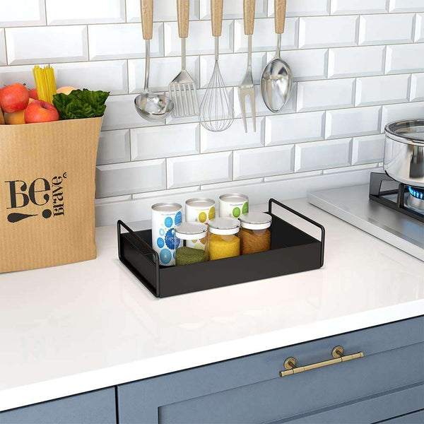 Bessoni Minimalist Matte Black Metal Vanity Tray