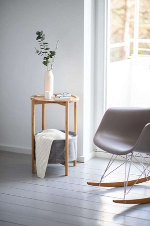 Wenko Bahari Bamboo Side Table with Removable Serving Tray & Large Storage Basket