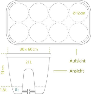 Emsa Poetic Railing Pot for Balcony - self-watering system - Granite -517468