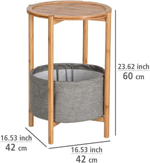 Wenko Bahari Bamboo Side Table with Removable Serving Tray & Large Storage Basket
