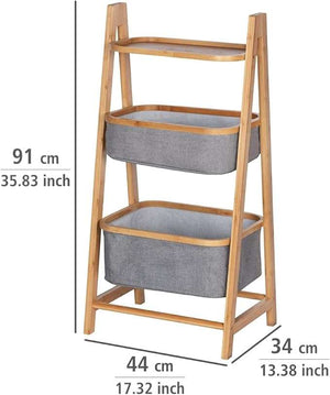 Wenko Nori Bamboo Modern 2-Basket Storage Rack