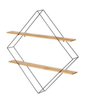 Wenko Geo Rhombus Wall Shelf – Industrial Diamond-Style Wood & Metal Floating Shelves