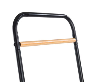 Wenko Surya Clothes Rack – Minimalist Black Metal Valet Stand with Interchangeable Bamboo Rail