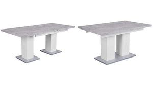 Hamburg Concrete-Look White Dining Table with Metal Base