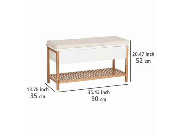 Wenko Finja Bamboo Shoe Bench – Compact Entryway Rack with Padded Seat