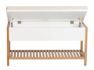 Wenko Finja Bamboo Shoe Bench – Compact Entryway Rack with Padded Seat