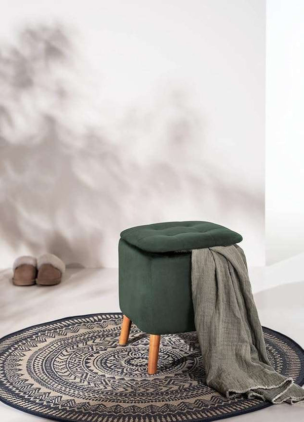 Wenko Velvet Green Stool With Storage