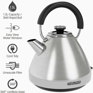 Morphy Richards Venture Pyramid Kettle Red Or Stainless steel