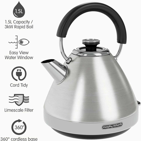 Morphy Richards Venture Pyramid Kettle Red Or Stainless steel