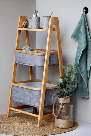 Wenko Nori Bamboo Modern 2-Basket Storage Rack