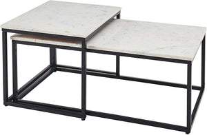 KENO Side Table Set of 2 Marble by Stella Trading