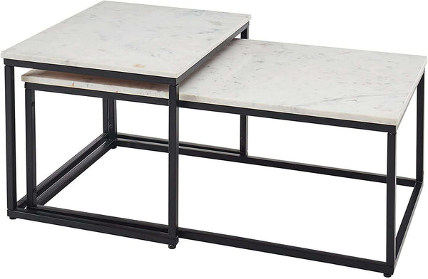 KENO Side Table Set of 2 Marble by Stella Trading