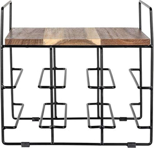 Wenko Industrial Wine Rack – 6-Bottle Holder with FSC Acacia Wood Shelf