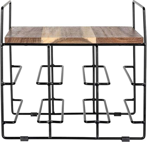 Wenko Industrial Wine Rack – 6-Bottle Holder with FSC Acacia Wood Shelf