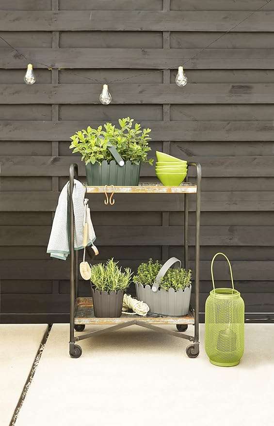 Emsa 517511 Flower Pot- basket, country House Style- 28 x 18 cm - white-Green