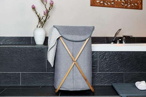 Wenko Nori Bamboo Laundry Hamper with Removable Bag & Lid