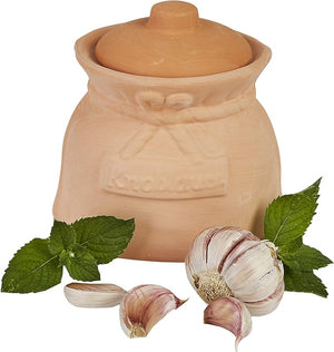 Terracotta Garlic Storage Pot with Lid