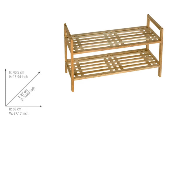 Wenko Shelving system Norway with 2 shelves solid walnut wood