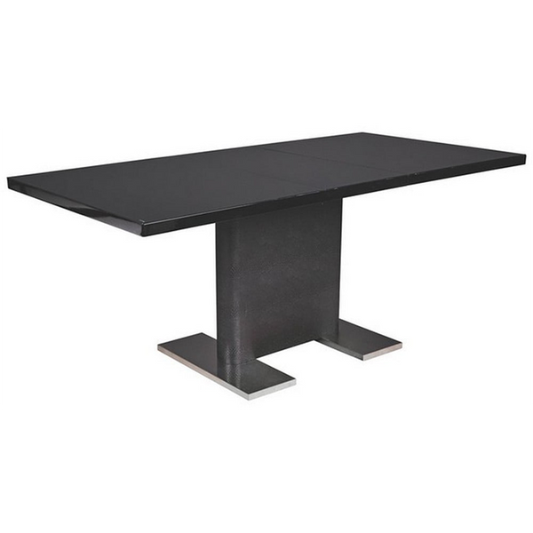 Stanley Expandable Dining Table – High-Gloss Black Glass Top