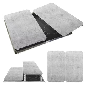 Wenko Universal Glass Stove Cover Plates – 2pc Set, Concrete Look Splash Guard & Cutting Board