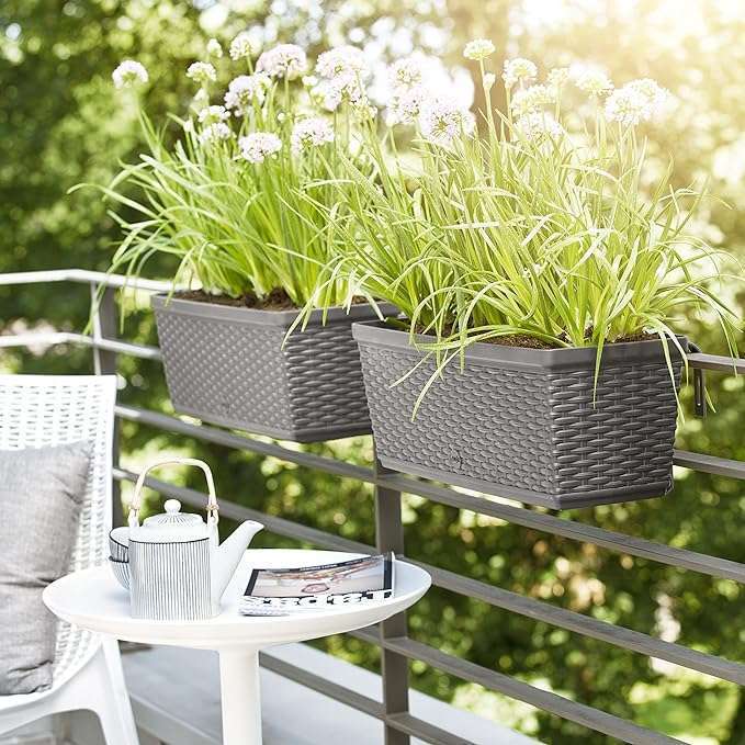 Emsa 517488- Casa Mesh Flower Pot-self-watering system - Quartz Grey