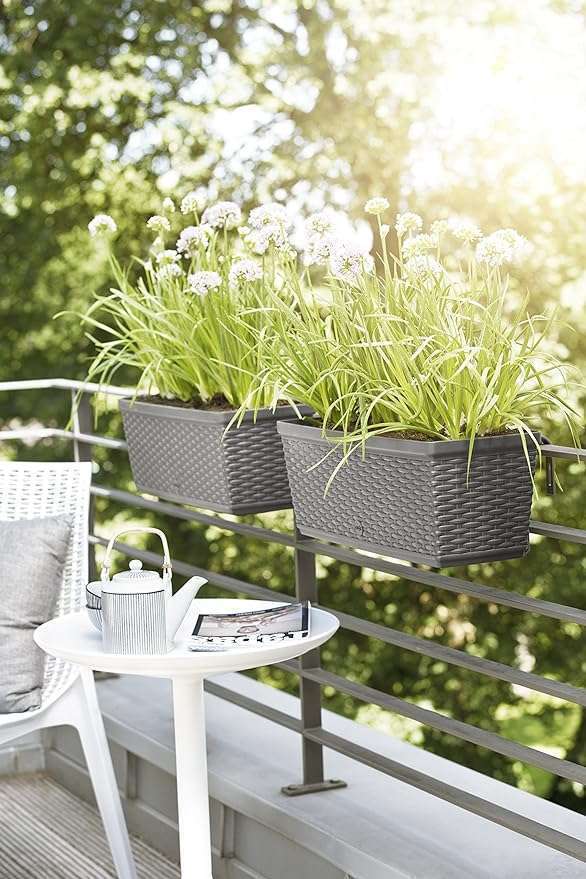 Emsa 517488- Casa Mesh Flower Pot-self-watering system - Quartz Grey