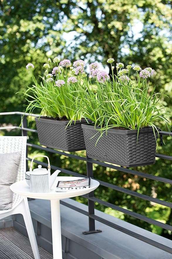 Emsa 515022- Casa Mesh Flower Pot-self-watering system - Granite