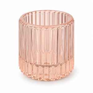 Christmas Classy Ribbed Glass Candle Holder – 8 cm – 2 Colors