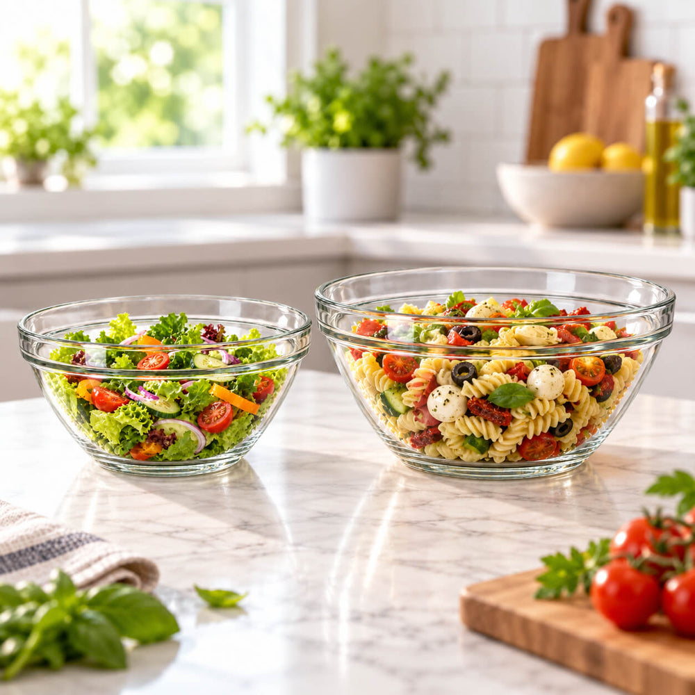 Bormioli Rocco Pompei Glass Salad Serving Bowl – 23 cm & 26cm