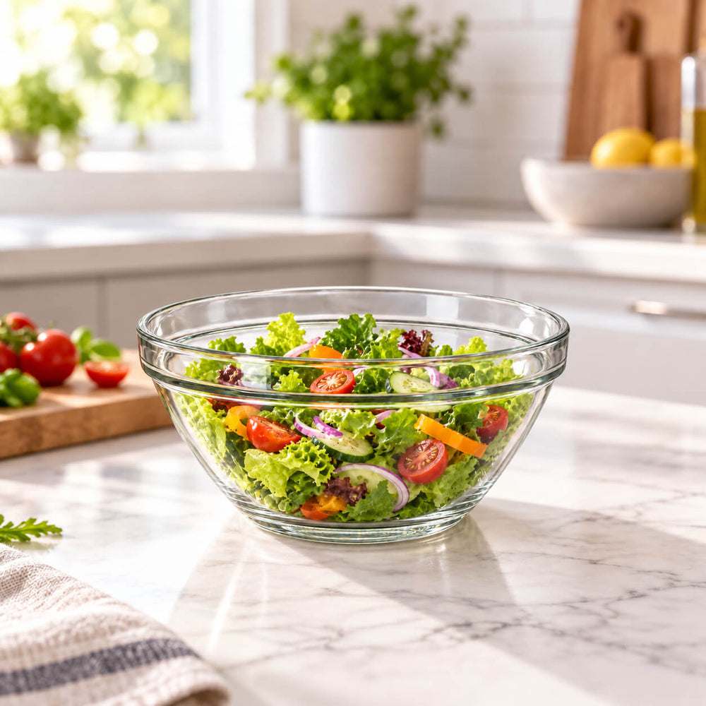 Bormioli Rocco Pompei Glass Salad Serving Bowl – 23 cm & 26cm