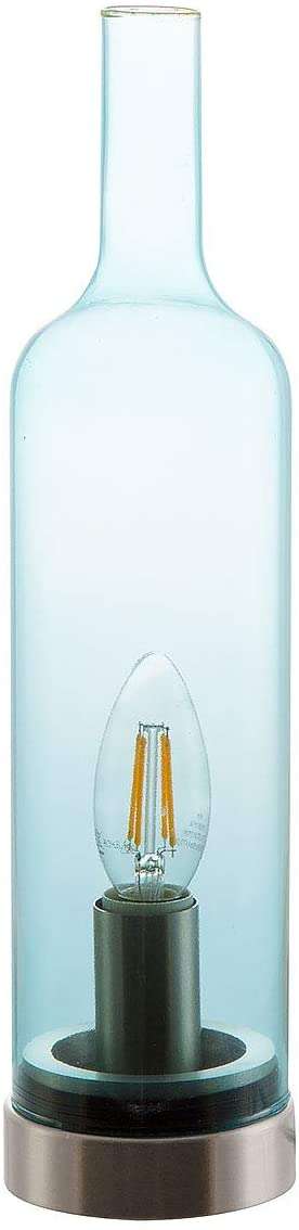 Nino Germany Bottle Table Lamp – 33.5cm Decorative Glass Light in Vibrant Blue