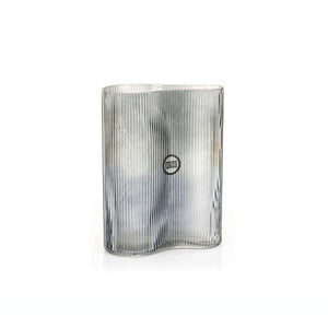 By-Boo Riba Ribbed Glass Vase in Grey - Two Different Heights