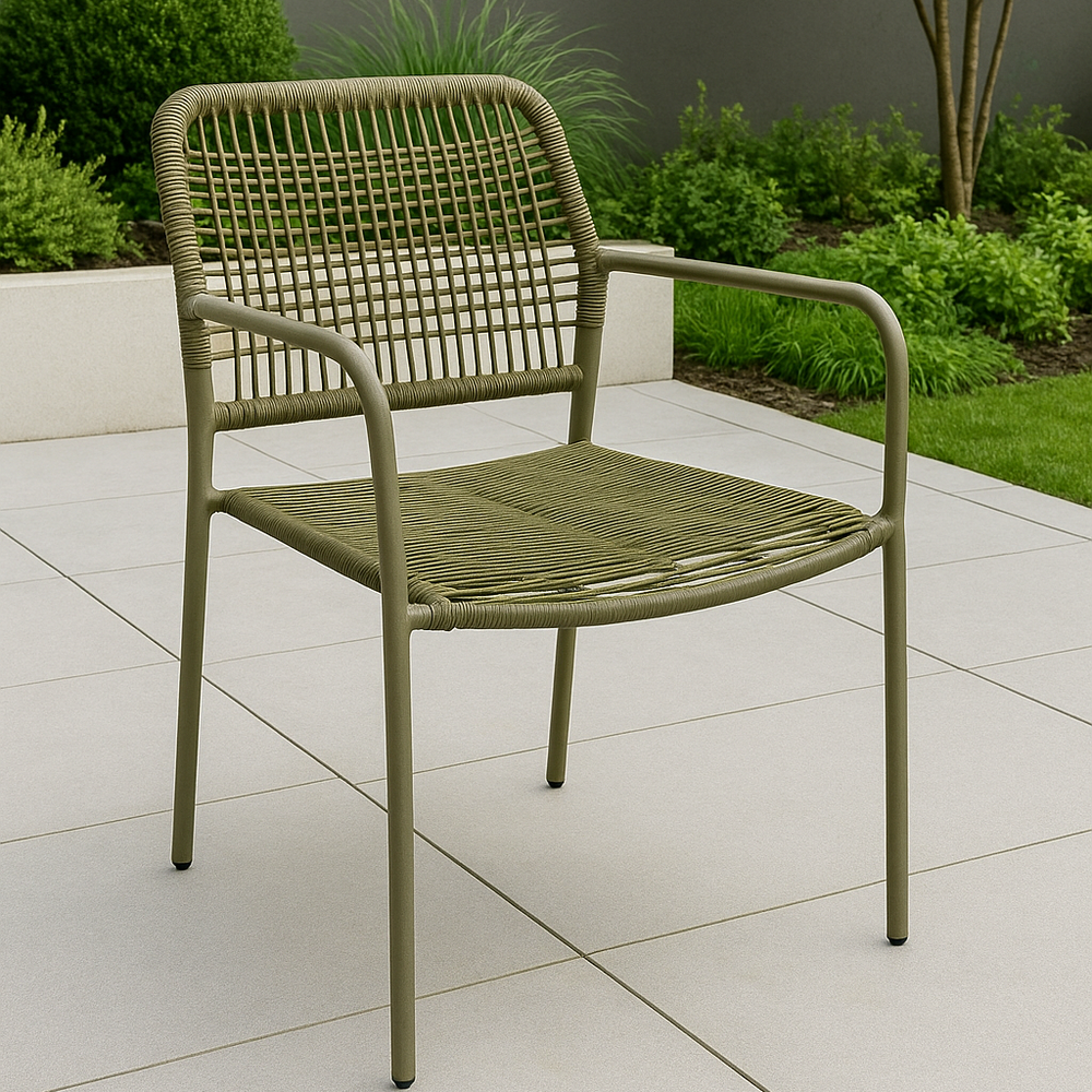 Kare Design Modern Rope Outdoor Armchair Chair - in Olive Green or Black