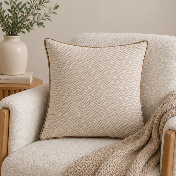 Tiseco Home Studio Cushion - Jacquard Weave - Beige