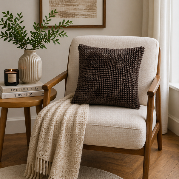 Tiseco Home Studio Cushion - Chenille Tufted Fabric - Dark Grey