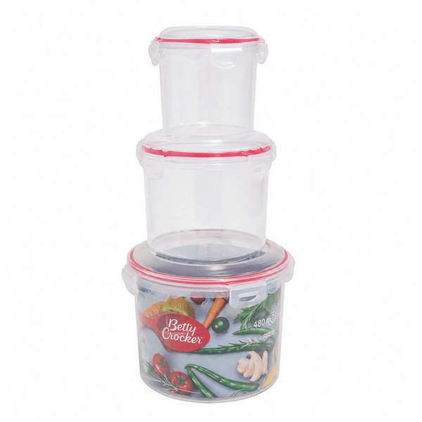 Betty Crocker Cylinder Food Container Set Of 3 Pieces 700/1500/3000ml